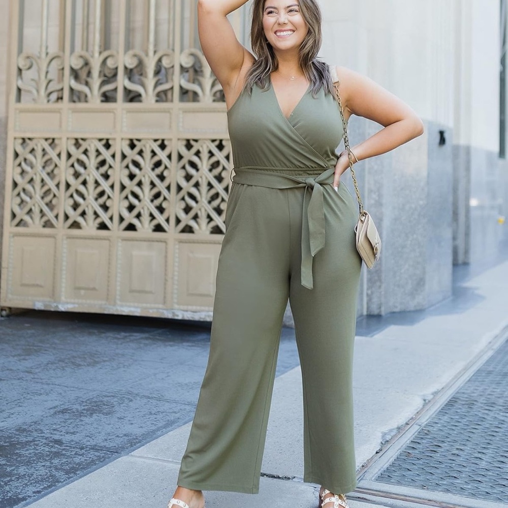 The Drop X Caralyn Mirand Olive Green Wrap Jumpsuit XL  NWT